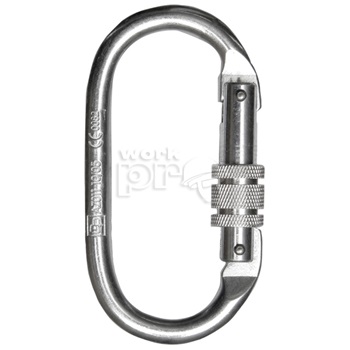 Karabiner, csavarmenetes, 18 mm nyílású, galvanizált acél (MAOV120)