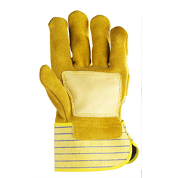 Bőrkesztyű, marhahasíték/színbőr tenyérfolttal, sárga