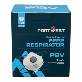 Formázott FFP2 szelepes légzőkészülék (Pk10) (10db/csomag), fehér, ONE_SIZE
