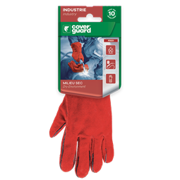 Hegesztőkesztyű Euroweld 2631, marhahasíték, pamut bélés, piros, 10