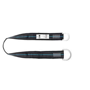 Hevederszalag Irudek CTA02, 2 acél gyűrűvel, fekete/kék, 1,5m