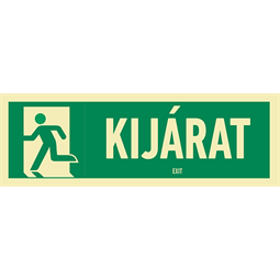 KIJÁRAT (FELIRAT + PIKTOGRAM, ISO), Utánvilágító PVC, 300x100