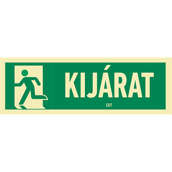 KIJÁRAT (FELIRAT + PIKTOGRAM, ISO), Utánvilágító PVC, 300x100