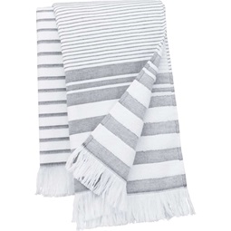 Törölköző Kariban unisex (100%pamut 380g/m2) striped white/smoke, U