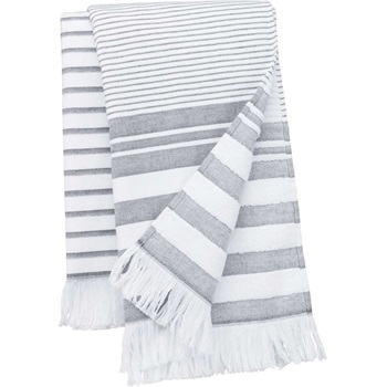 Törölköző Kariban unisex (100%pamut 380g/m2) striped white/smoke, U