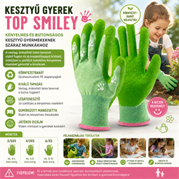 Kesztyű gyerek TOP SMILEY latex mártás, gumírozott mandzsetta