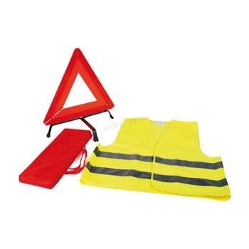Közúti szett: mellény + elakadásjelző háromszög, hordtáskában piros/sárga