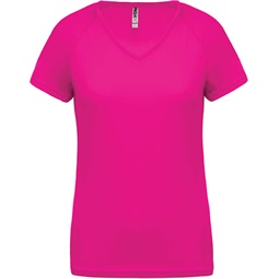 LADIES V-NECK SHORT SLEEVE SPORTS T-SHIRT