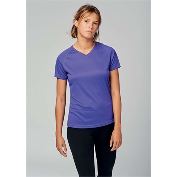 LADIES V-NECK SHORT SLEEVE SPORTS T-SHIRT