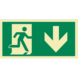 MENEKÜLÉSI ÚT LE (JOBB, ISO), Utánvilágító PVC, 300x150