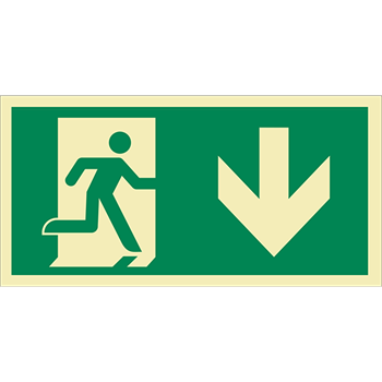 MENEKÜLÉSI ÚT LE (JOBB, ISO), Utánvilágító PVC, 300x150