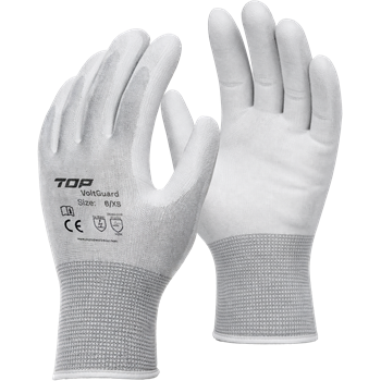 PU mártott poliészter kesztyű szénszállal TOP VOLTGUARD