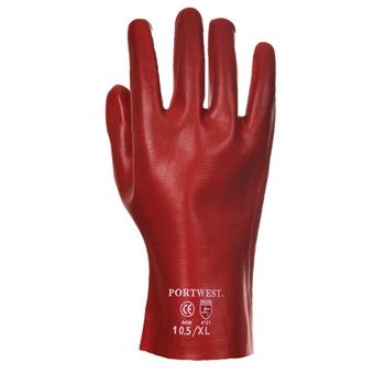Kesztyű PVC hosszú szárú 27 cm piros XL