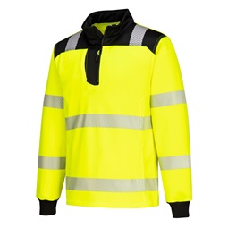 Póló PW3 Hi-Vis 1/4 Zippzáras hosszú ujjú