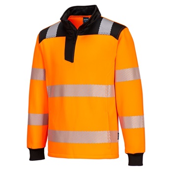 Póló PW3 Hi-Vis 1/4 Zippzáras hosszú ujjú