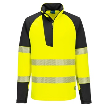 Póló PW3 Hi-Vis 1/4 cipzáras hosszú ujjú