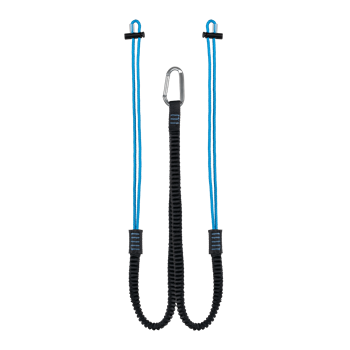 Szerszámtartó kötél Irudek PRS2 karabínerrel 90-125cm, kék/fekete