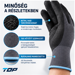 Védőkesztyű TOP TEGRA habosított nitril bevonat, nylon/spandex alapanyag