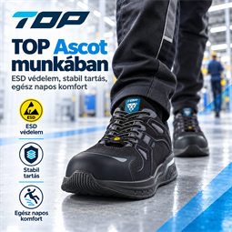 Védőfélcipő TOP ASCOT S3 ESD, alumínium orrmerevítő, kevlár talplemez