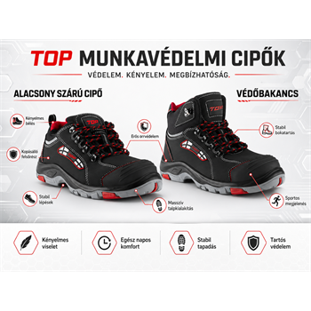 TOP BROOKLYN mid S3 SRC védőbakancs, kompozit orrmerevítő, kevlár talplemez