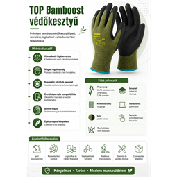 Védőkesztyű TOP BAMBOOST bambusz + nylon + spandex, nitril hab mártással