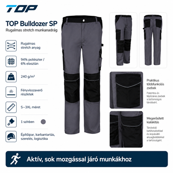 Munkanadrág Top Bulldozer 94% poliészter, 6% elasztán