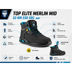 TOP ELITE MERLIN MID S3 WR ESD SRC védőbakancs, kompozit orrmerevítő