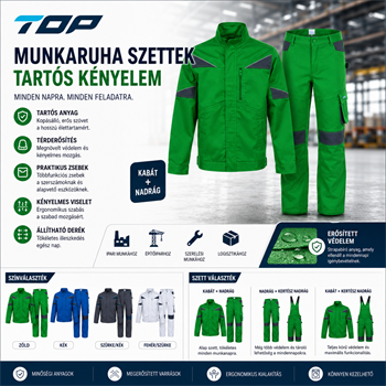 Munkaruha set TOP NOVA Zöld kabát és kantáros nadrág