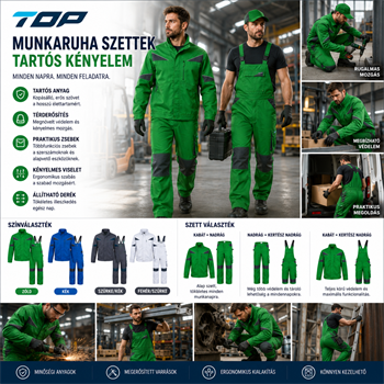 Munkaruha set TOP NOVA Zöld kabát és kantáros nadrág