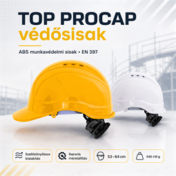 Védősisak TOP PROCAP ABS műanyag, szellőző, AJÁNDÉK állvédős állszíjjal
