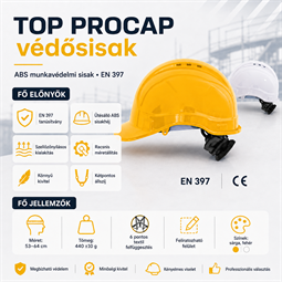 Védősisak TOP PROCAP ABS műanyag, szellőző, AJÁNDÉK állvédős állszíjjal