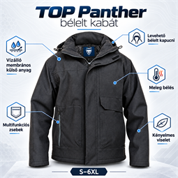Dzseki TOP PANTHER vízálló, levehető kapucni, 100% poliészter