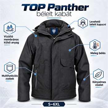 Dzseki TOP PANTHER vízálló, levehető kapucni, 100% poliészter