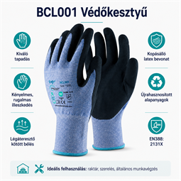 Védőkesztyű TOP RCL001 PE+spandex, habosított érdesített latex mártás