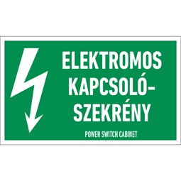 Tábla Elektromos Kapcsolószekrény felirattal, PVC 160x100mm
