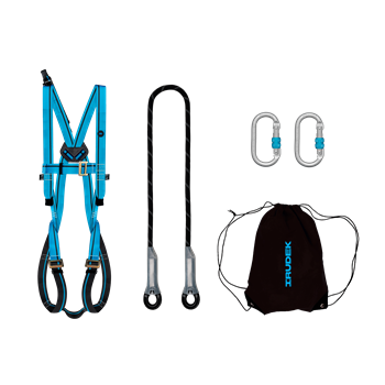 Testheveder szett Irudek Sekuralt Roque Nublo light 2 + 981 karabiner 10150 statikus kötél, kék/fekete, 2XL-3XL