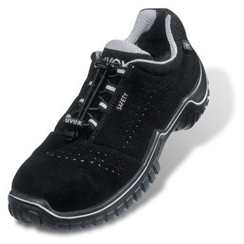 Uvex Motion (S1 ESD) fekete szellőzőlyukas velúr cipő, hydroflex energiaelnyelő 