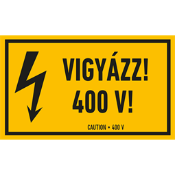 VIGYÁZZ! 400 V!, PVC 1 mm, 160x100