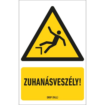 Zuhanásveszély PVC tábla, 160x250